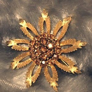 Vintage Amber Brown Flower Statement